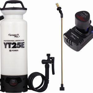 Sprayers Plus YT25E Battery Sprayer – 12V Lithium-ion with Viton Seals & O-Ring, Brass Wand & Nozzle & Shoulder Strap, 2 Gallon