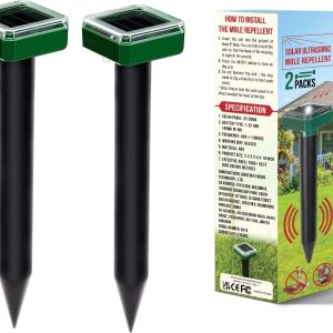 BOTARO Mole Repellent – Outdoor Snake Repellent – Solar Powered Mole Remover for Mole, Vole, Gopher, Snakes and Other Animals – Vole Repellent 2 Packs